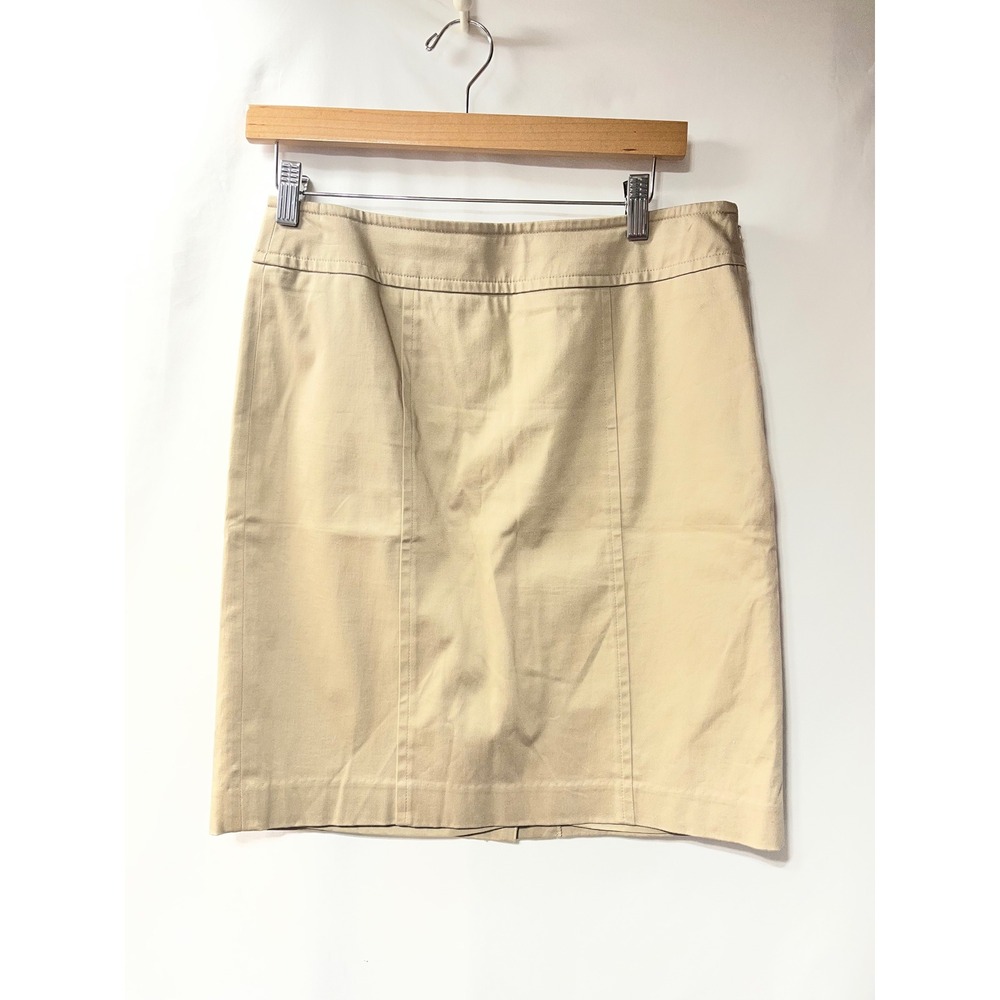 Ann Taylor Petite Khaki Pencil Skirt Tan Cotton Blend Workwear Size 6P‎